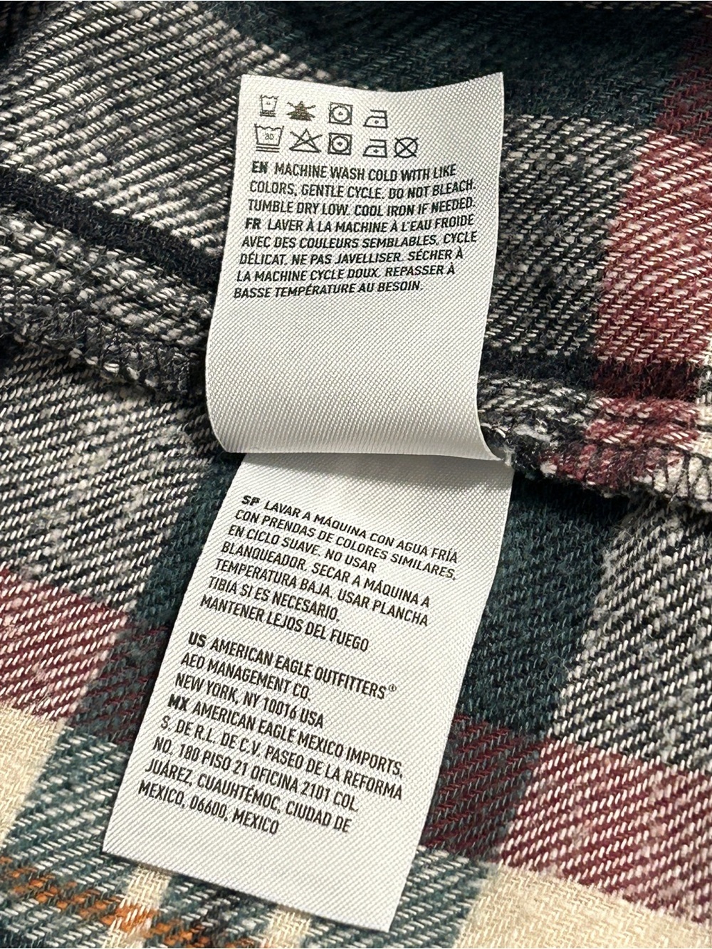 American Eagle shirt women’s XL Cropped plaid flannel XL crop top maroon green - Picture 7 of 16
